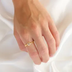 heldere kwarts ring in verguld messing - Eliné