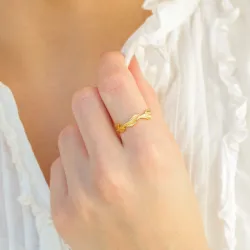blad ring in verguld messing