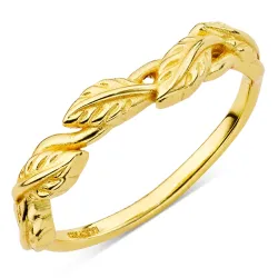 blad ring in verguld messing