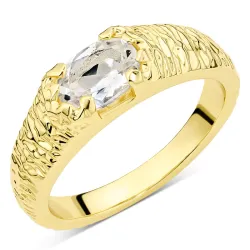 heldere kwarts ring in verguld messing - Eliné