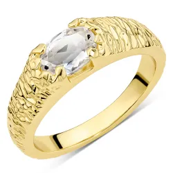 heldere kwarts ring in verguld messing - Eliné