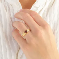 granaat ring in verguld messing - Eliné