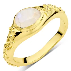 maansteen ring in verguld messing - Eliné