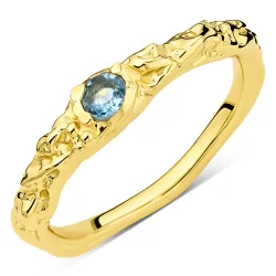 donkerblauw kristal ring in verguld messing - Eliné