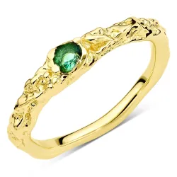 groen kristal ring in verguld messing - Eliné