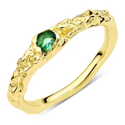 groen kristal ring in verguld messing - Eliné