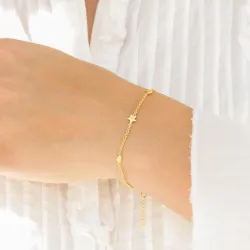 hart ster zirkoon armband in verguld messing - Eliné