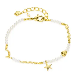 parel armband in verguld messing - Eliné