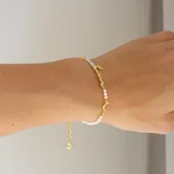 parel armband in verguld messing - Eliné