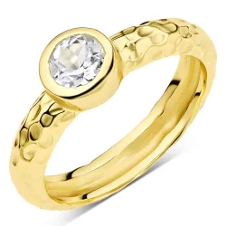 heldere kwarts ring in verguld messing - Eliné