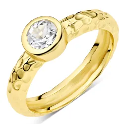 heldere kwarts ring in verguld messing - Eliné