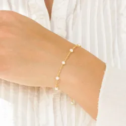 parel armband in verguld messing - Eliné