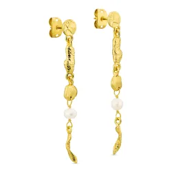 parel oorbellen in verguld messing - Eliné