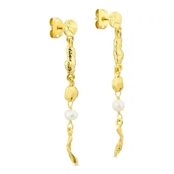 parel oorbellen in verguld messing - Eliné