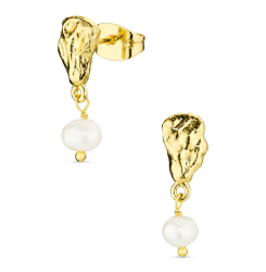 parel oorbellen in verguld messing - Eliné