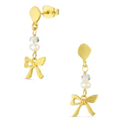 strikje oorbellen in verguld messing - Eliné