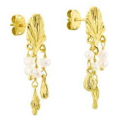 parel oorbellen in verguld messing - Eliné