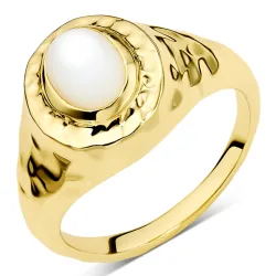 parelmoer ring in verguld messing - Eliné