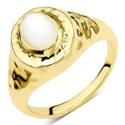 parelmoer ring in verguld messing - Eliné