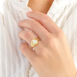 parelmoer ring in verguld messing - Eliné