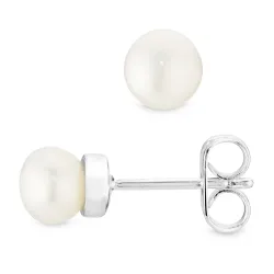 5 mm parel oorsteker in verzilverd messing - Eliné