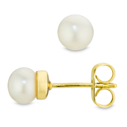 5 mm parel oorsteker in verguld messing - Eliné