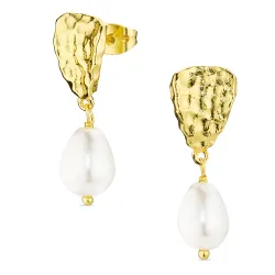 parel oorbellen in verguld messing - Eliné