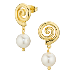 parel oorbellen in verguld messing - Eliné