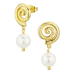 parel oorbellen in verguld messing - Eliné