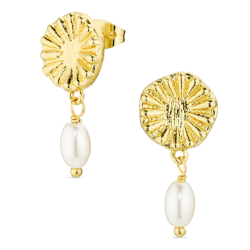 parel oorbellen in verguld messing - Eliné