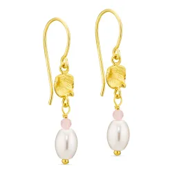 roze oorbellen in verguld messing - Eliné