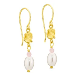 parel oorbellen in verguld messing - Eliné