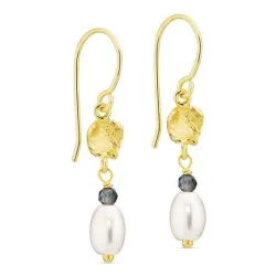 parel oorbellen in verguld messing - Eliné