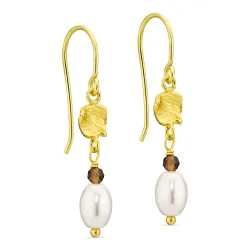 bruin oorbellen in verguld messing - Eliné