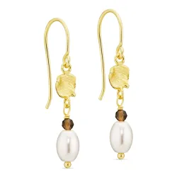 parel oorbellen in verguld messing - Eliné