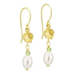 parel oorbellen in verguld messing - Eliné