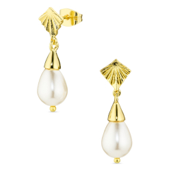 parel oorbellen in verguld messing - Eliné