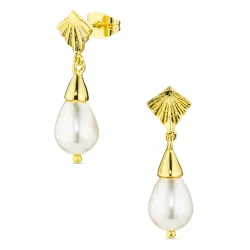 parel oorbellen in verguld messing - Eliné