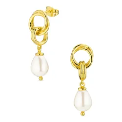 parel oorbellen in verguld messing - Eliné