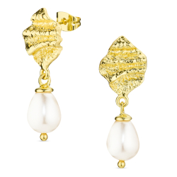 parel oorbellen in verguld messing - Eliné