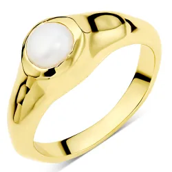 synthetische parel ring in verguld messing - Eliné