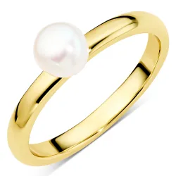 synthetische parel ring in verguld messing - Eliné