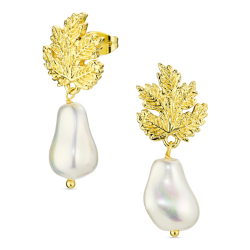 blad parel oorbellen in verguld messing - Eliné