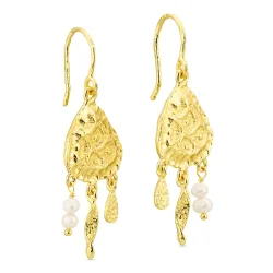 parel oorbellen in verguld messing - Eliné