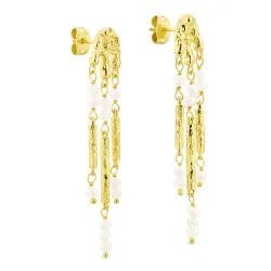 parel oorbellen in verguld messing - Eliné