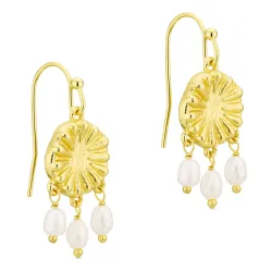 parel oorbellen in verguld messing - Eliné