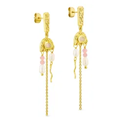 maansteen oorbellen in verguld messing - Eliné