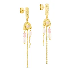 maansteen oorbellen in verguld messing - Eliné