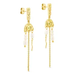 prehnite oorbellen in verguld messing - Eliné