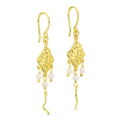 parel oorbellen in verguld messing - Eliné